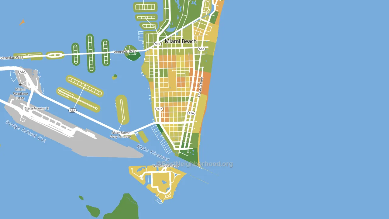 South Beach Miami Beach, Miami Beach, FL block-group voter-turnout map