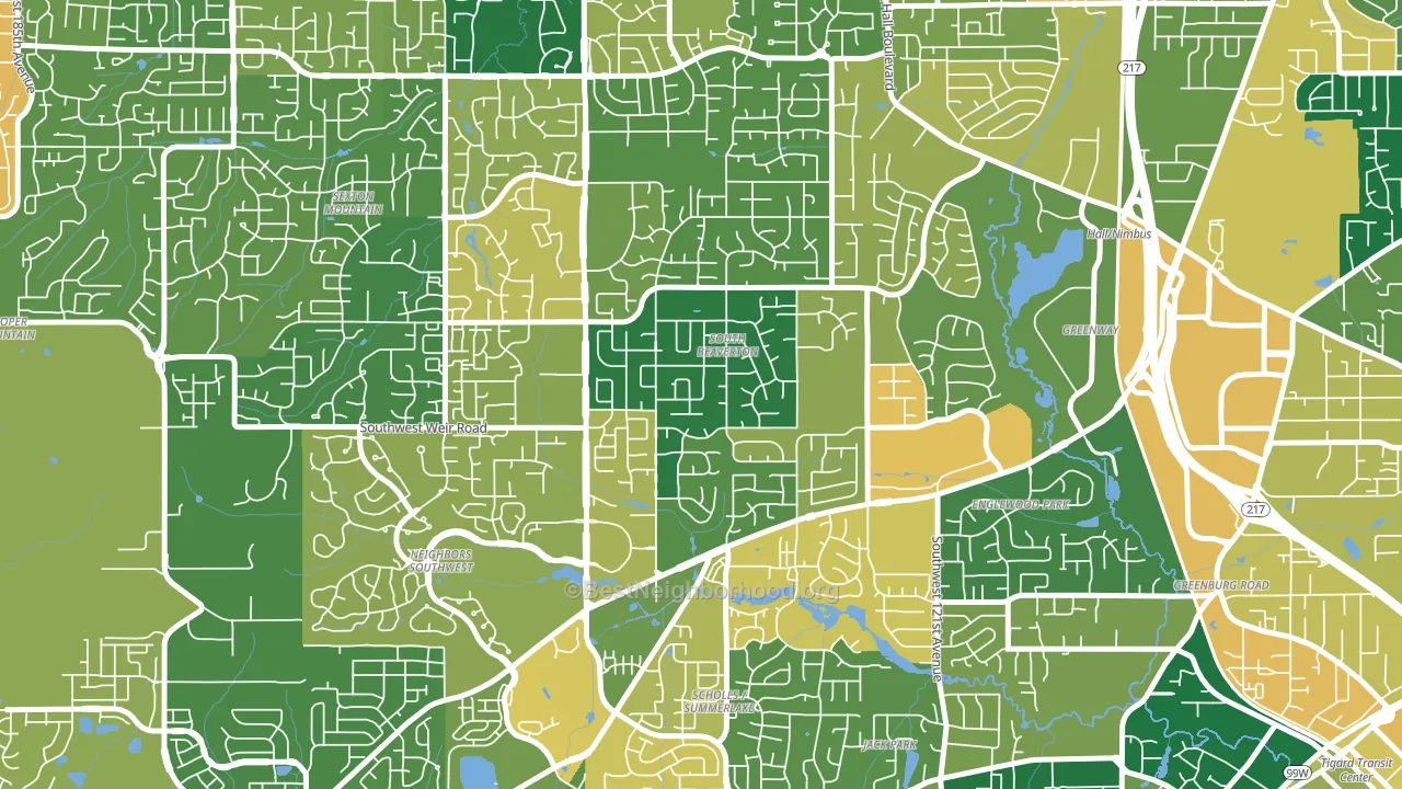 South Beaverton, Beaverton, OR block-group voter-turnout map