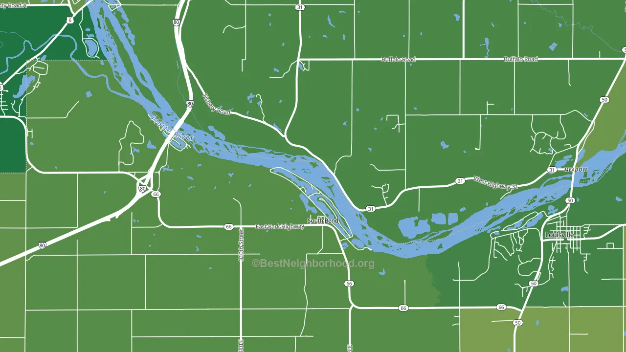 South Bend, NE block-group voter-turnout map