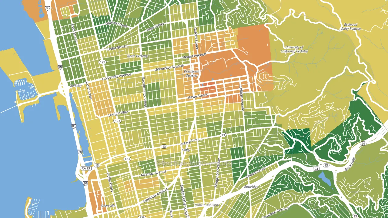 South Berkeley, Berkeley, CA block-group voter-turnout map