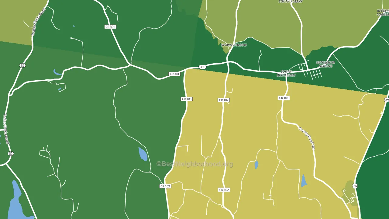 South Bethlehem, NY block-group voter-turnout map