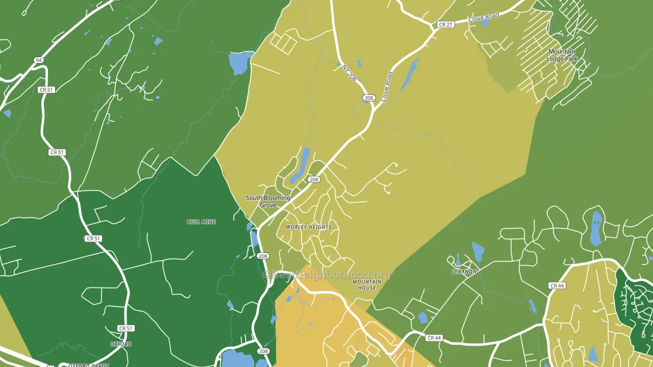 South Blooming Grove, NY block-group voter-turnout map
