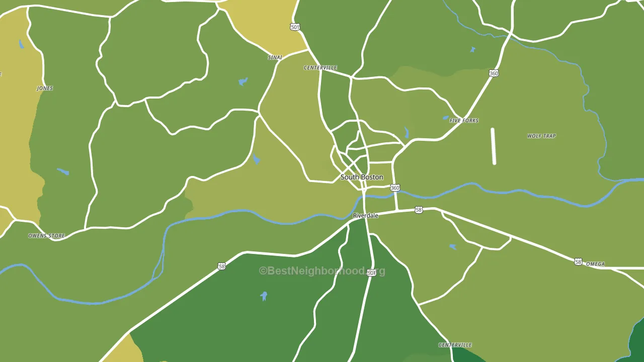 South Boston, VA block-group voter-turnout map