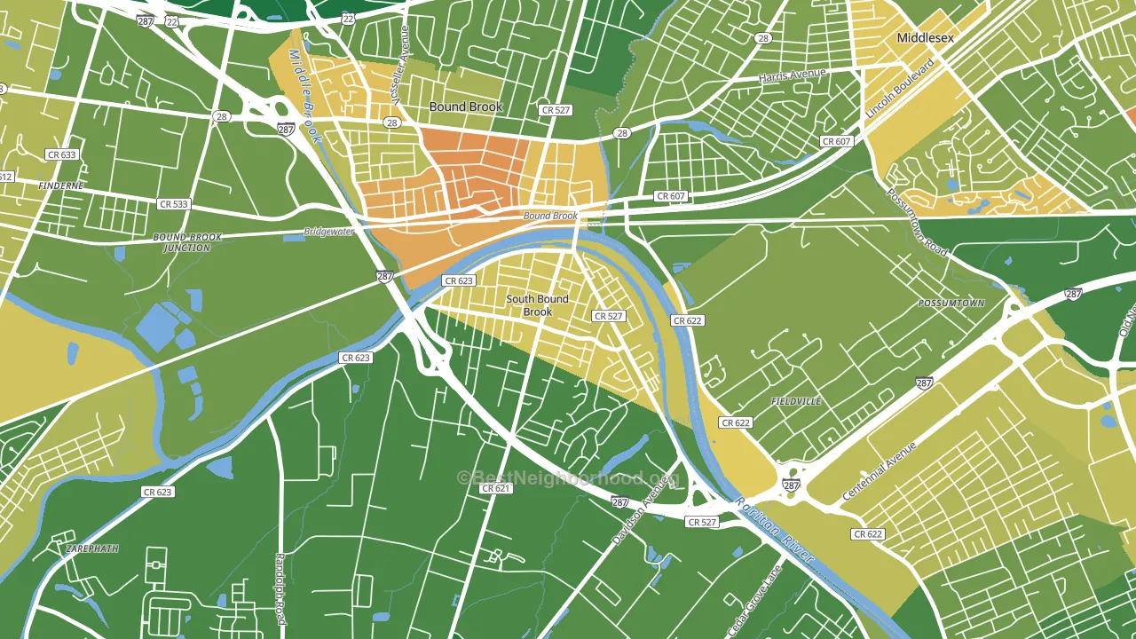 South Bound Brook, NJ block-group voter-turnout map