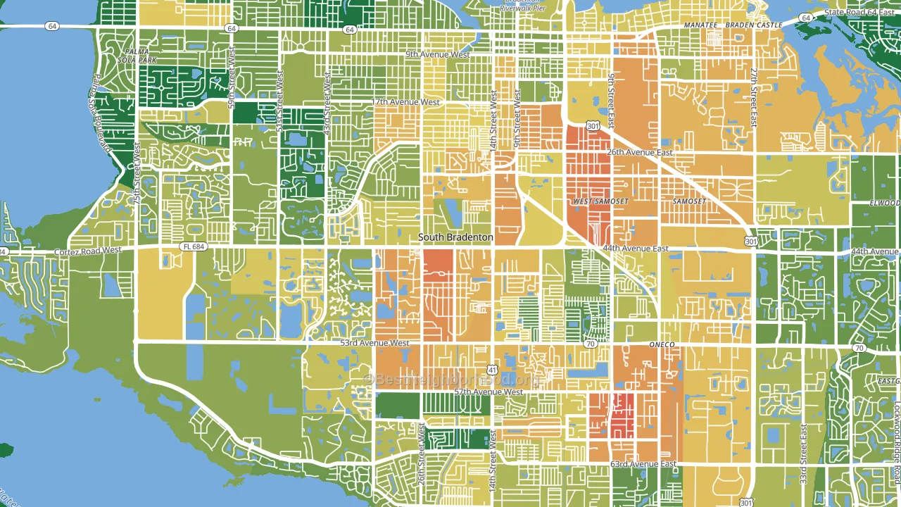 South Bradenton, FL block-group voter-turnout map