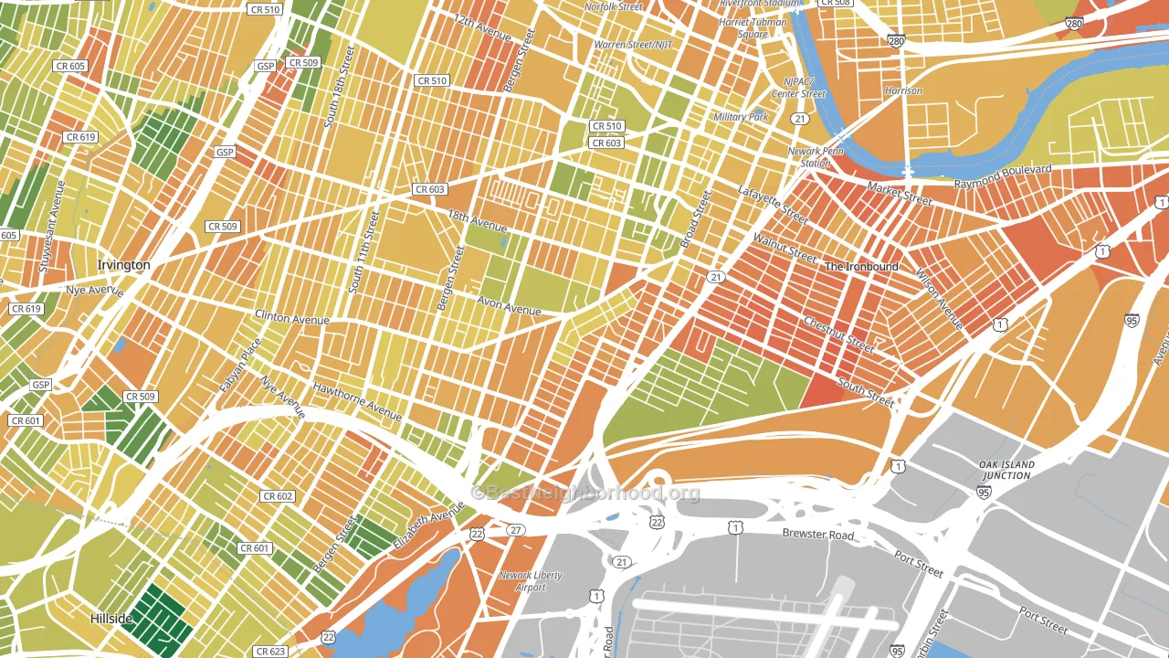South Broad Street, Newark, NJ block-group voter-turnout map