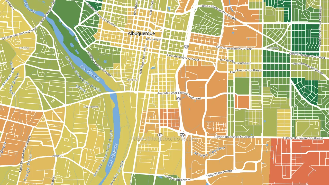 South Broadway, Albuquerque, NM block-group voter-turnout map