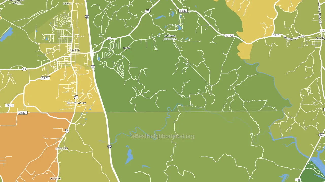 South Calera, AL block-group voter-turnout map