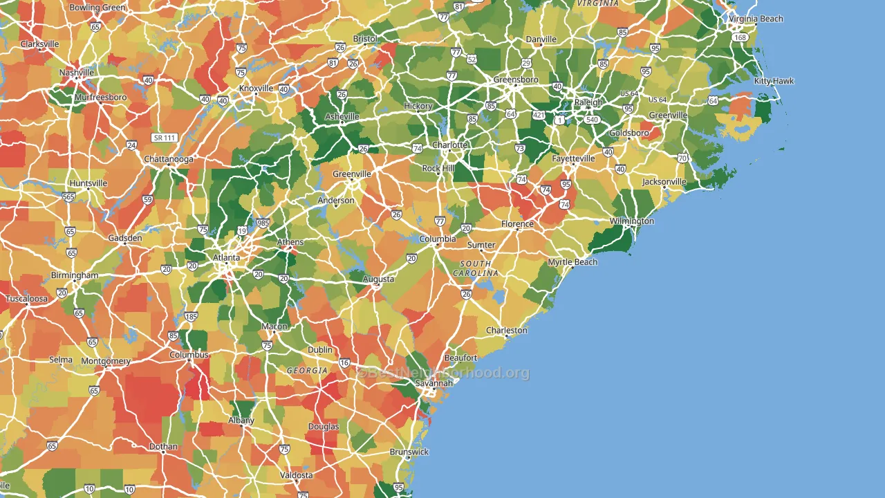 South Carolina block-group voter-turnout map