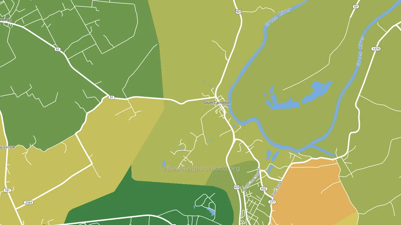 South Carrollton, KY block-group voter-turnout map