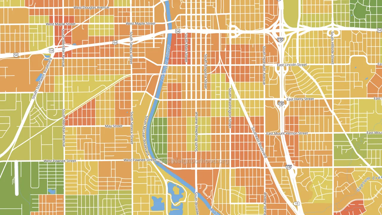 South Central Improvemen, Wichita, KS block-group voter-turnout map
