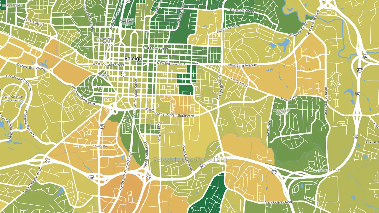 South Central, Raleigh, NC block-group voter-turnout map