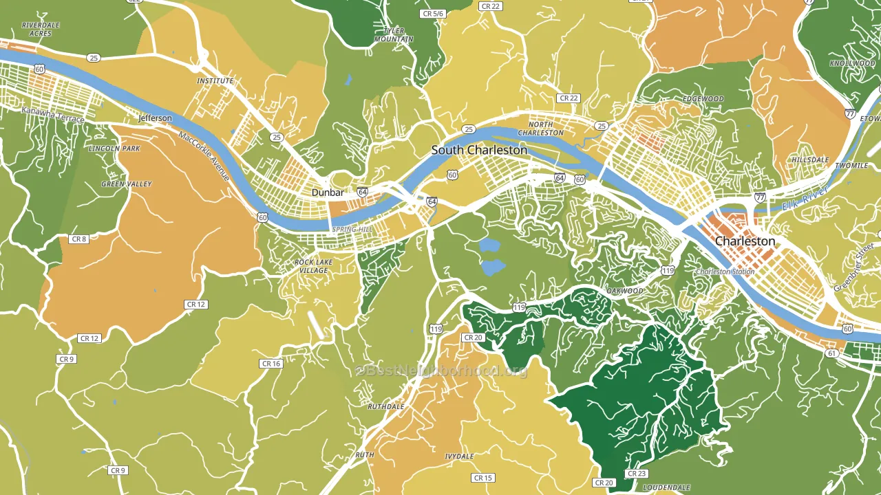 South Charleston, WV block-group voter-turnout map