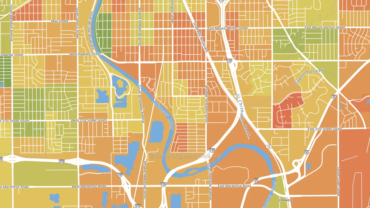 South City Community, Wichita, KS block-group voter-turnout map