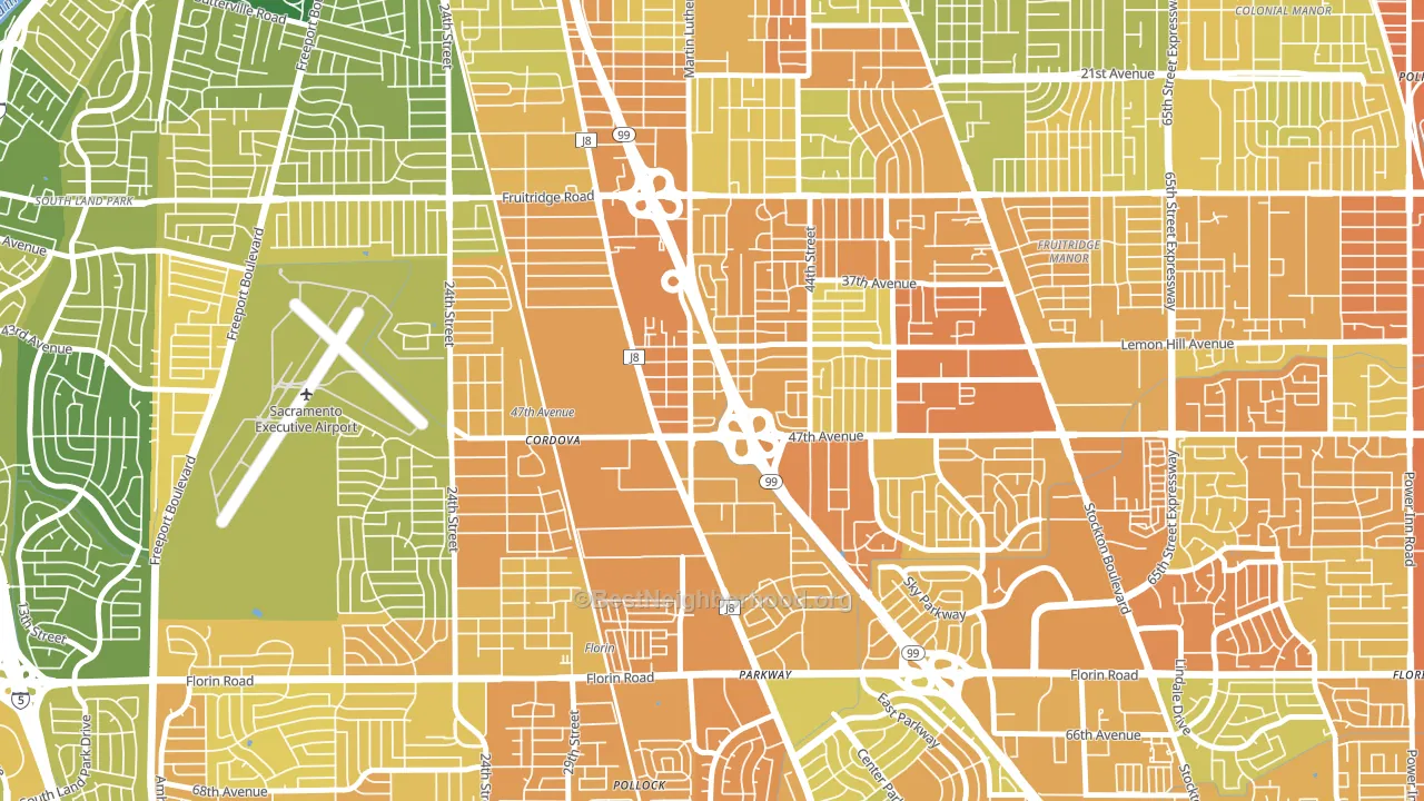 South City Farms, Sacramento, CA block-group voter-turnout map