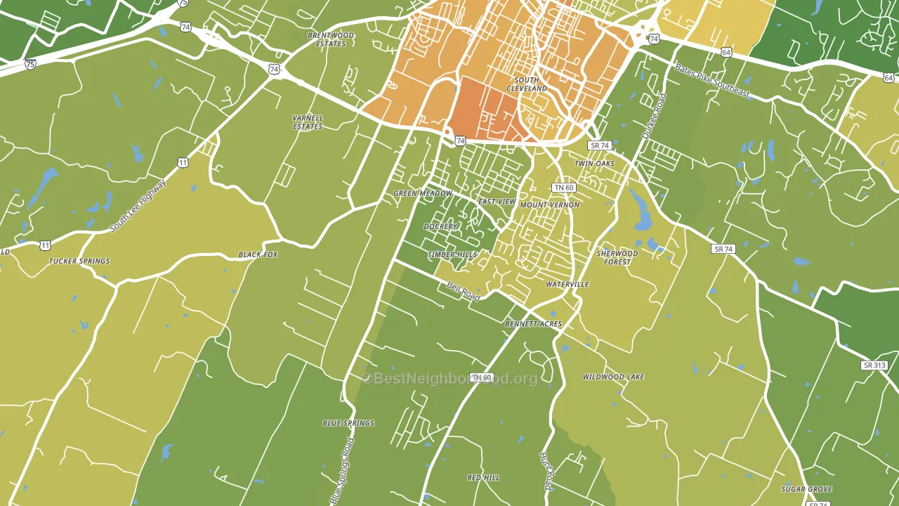 South Cleveland, TN block-group voter-turnout map