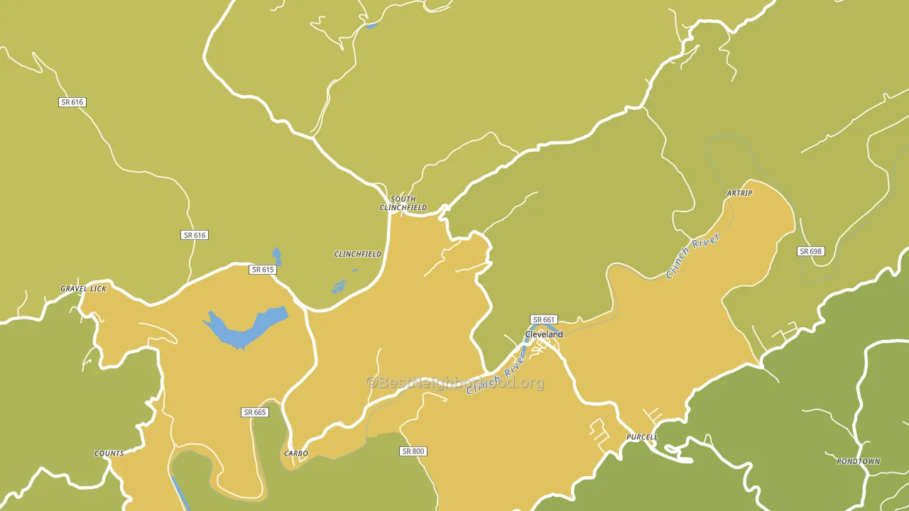 South Clinchfield, VA block-group voter-turnout map