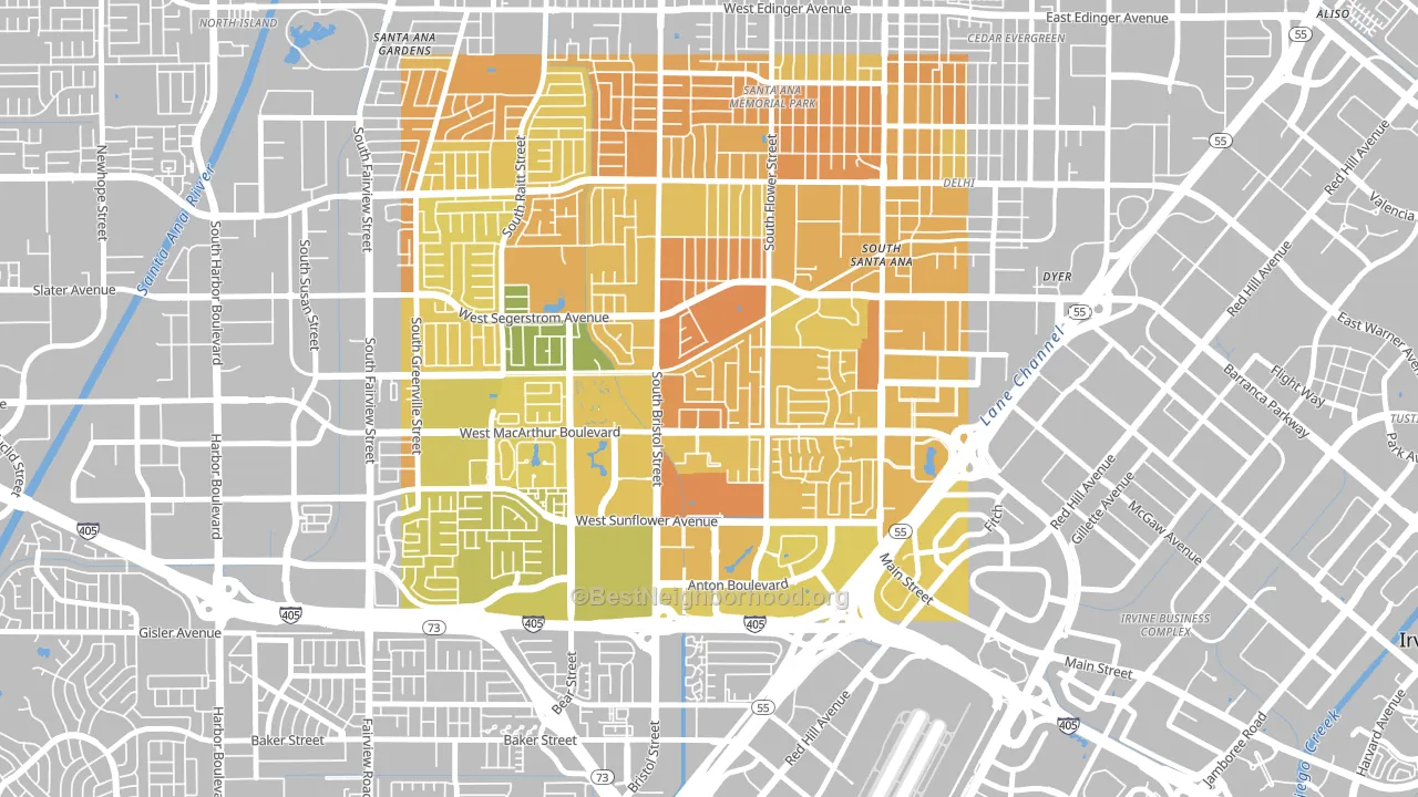 South Coast, Santa Ana, CA block-group voter-turnout map