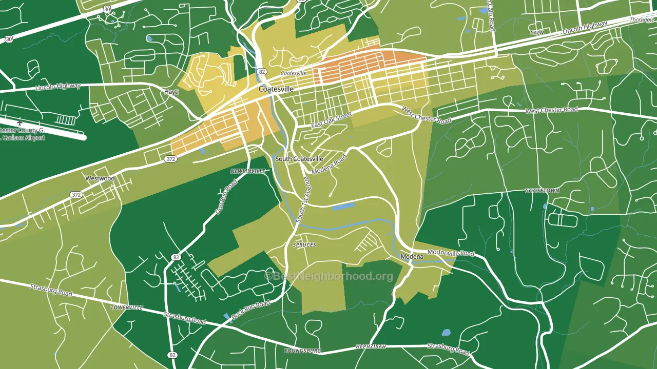 South Coatesville, PA block-group voter-turnout map