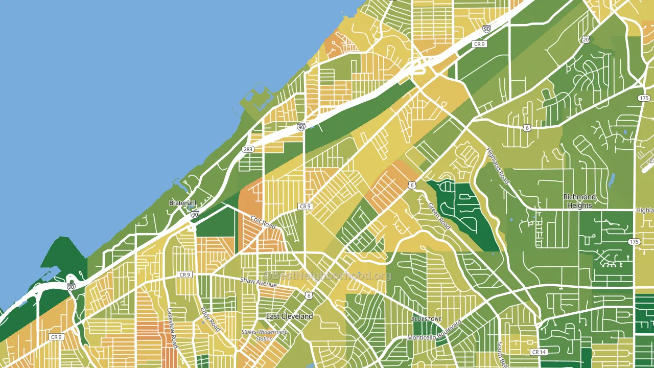 South Collinwood, Cleveland, OH block-group voter-turnout map