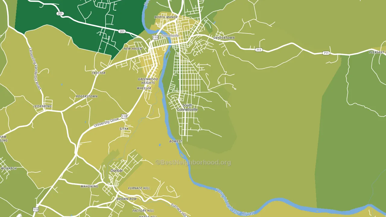 South Connellsville, PA block-group voter-turnout map