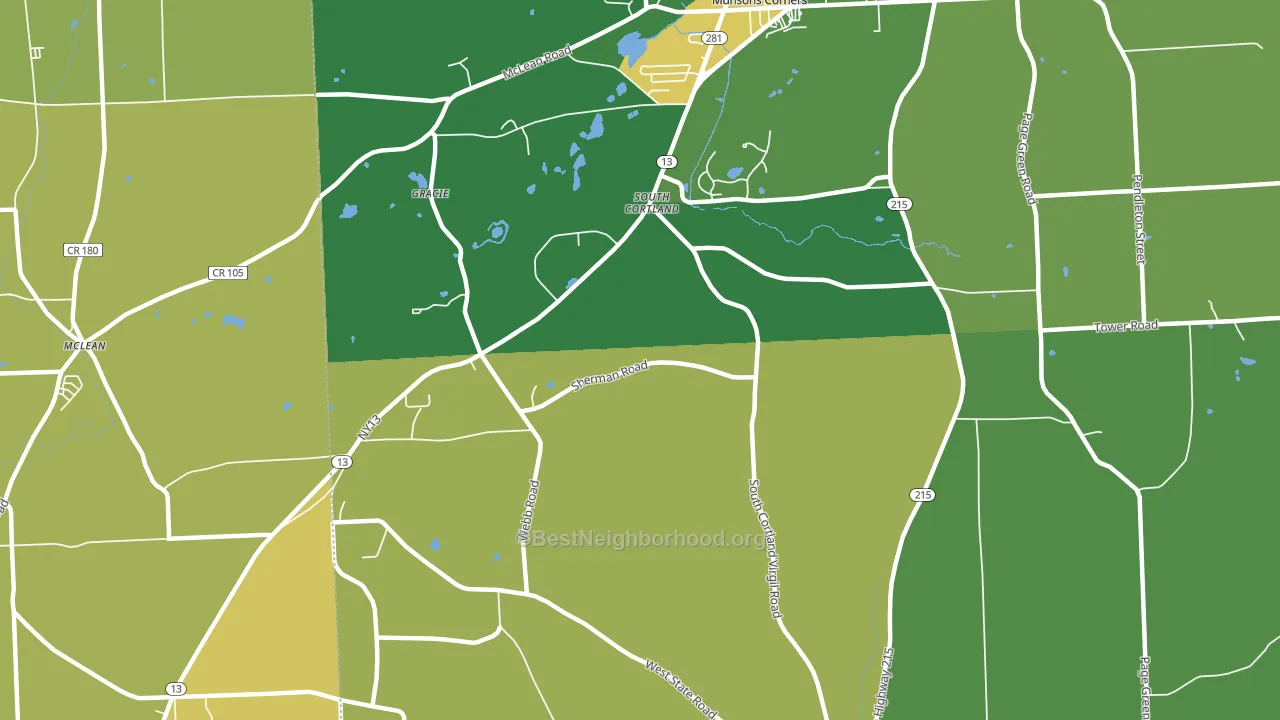 South Cortland, NY block-group voter-turnout map