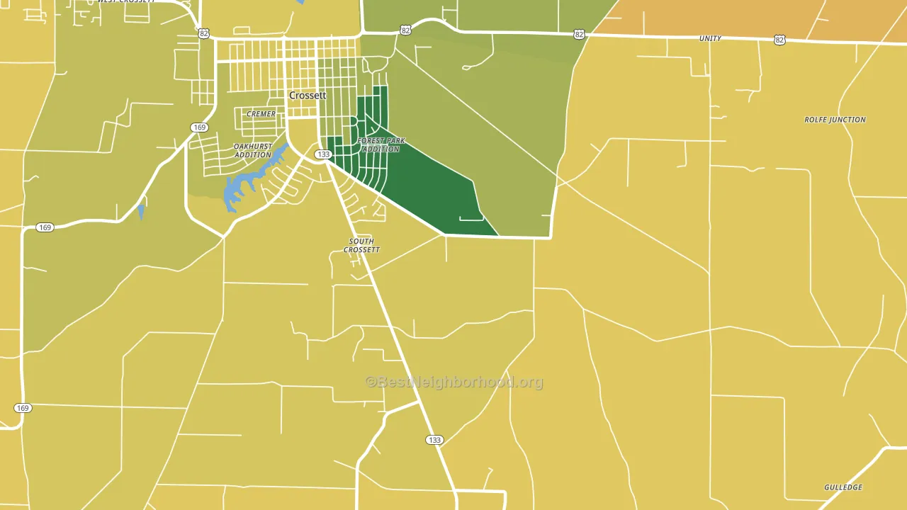 South Crossett, AR block-group voter-turnout map