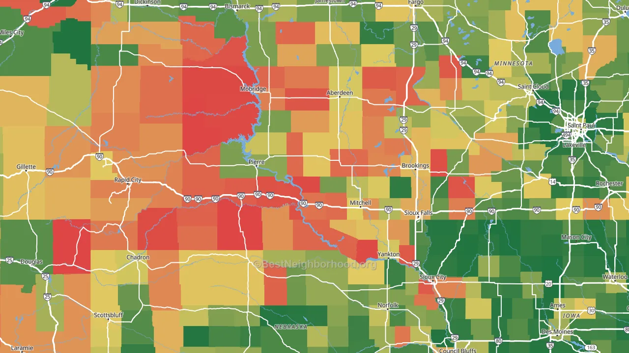 South Dakota block-group voter-turnout map