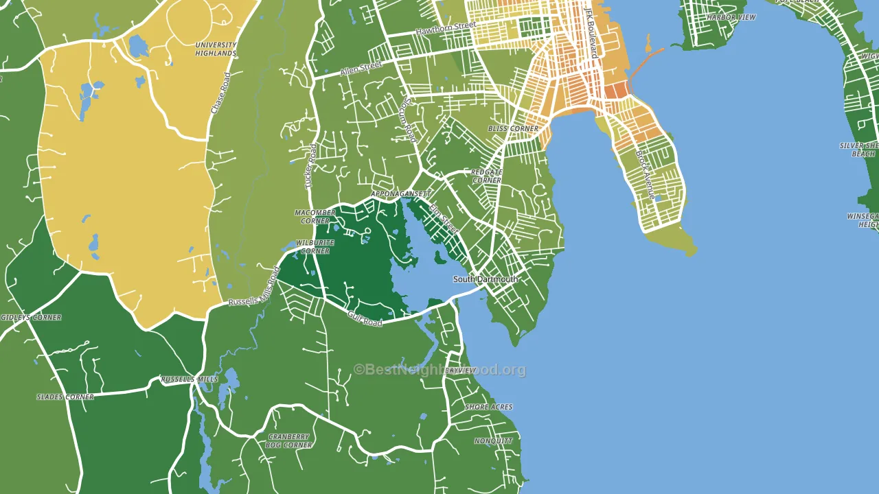 South Dartmouth, MA block-group voter-turnout map