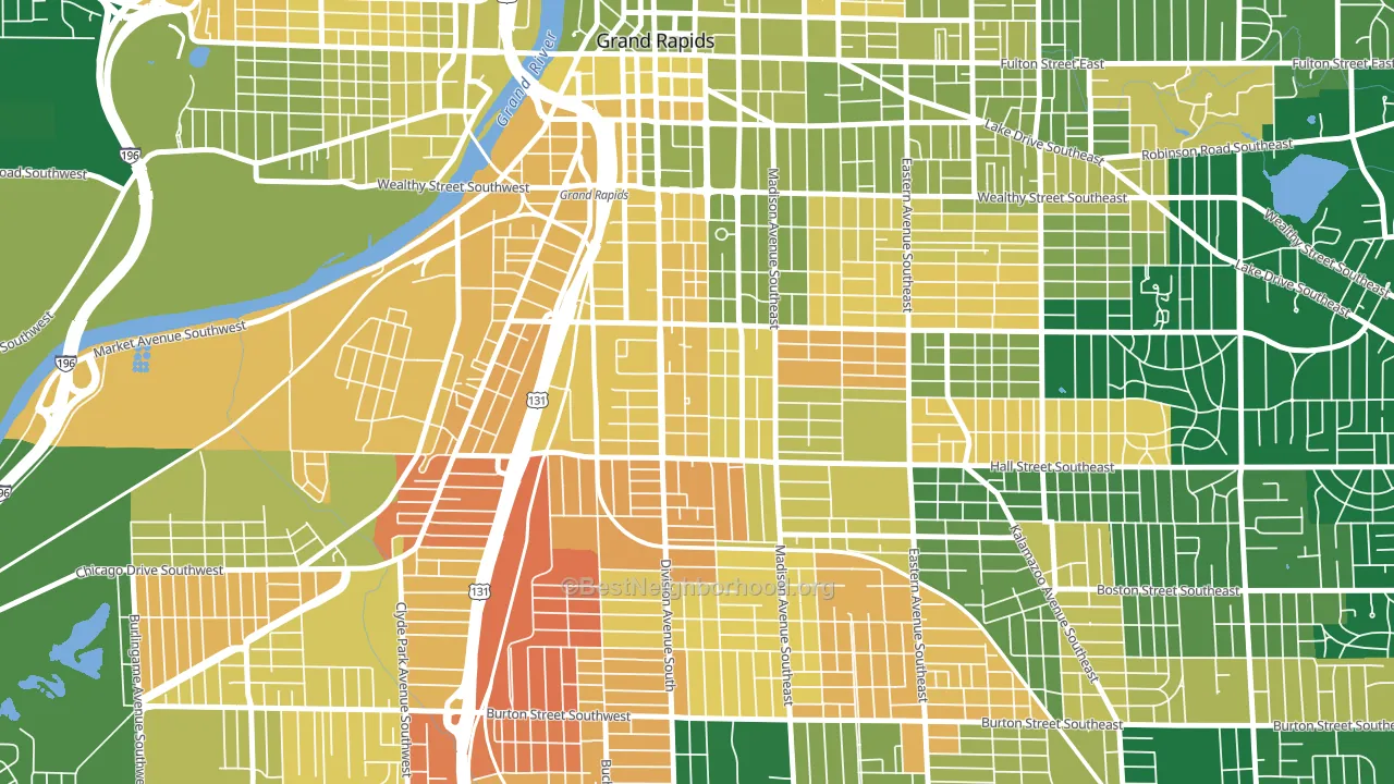 South East Community, Grand Rapids, MI block-group voter-turnout map