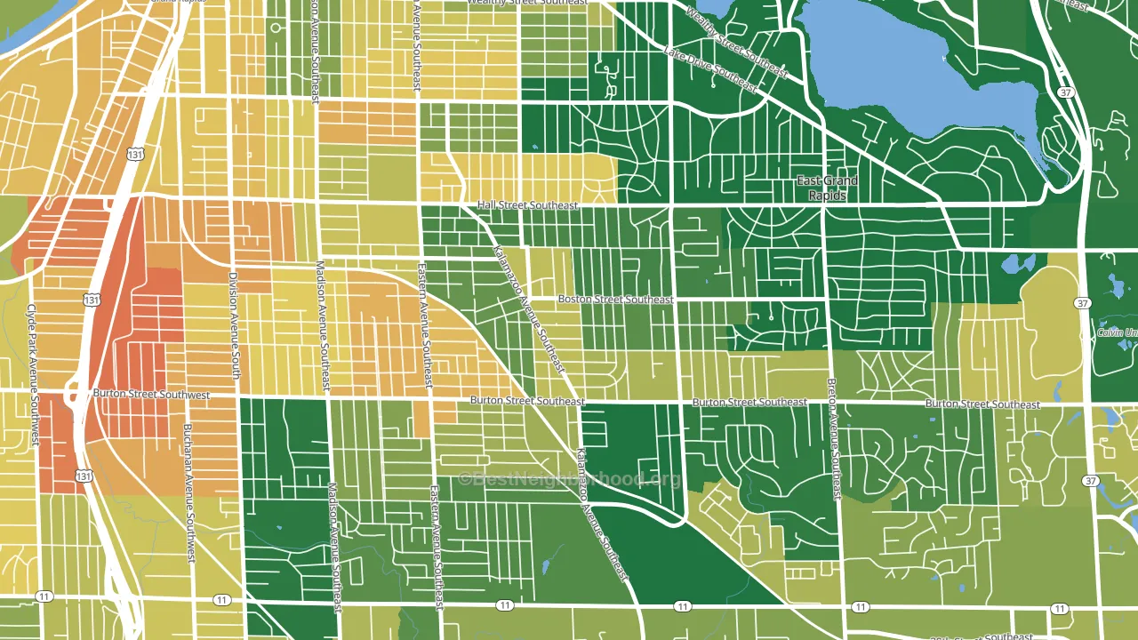 South East End, Grand Rapids, MI block-group voter-turnout map