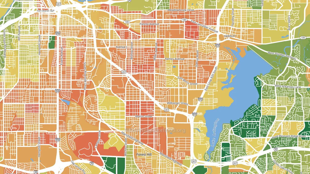 South East, Fort Worth, TX block-group voter-turnout map