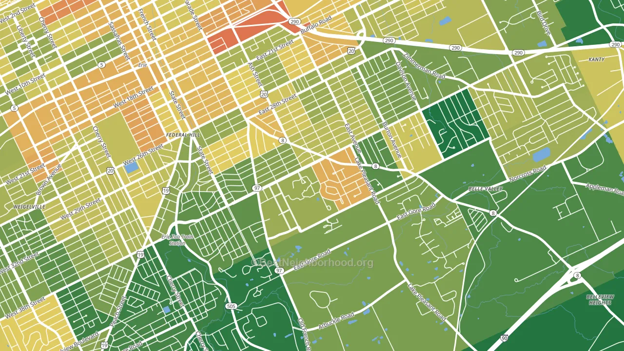 South East Hills, Erie, PA block-group voter-turnout map