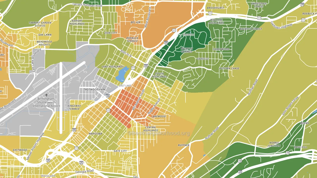 South East Lake, Birmingham, AL block-group voter-turnout map