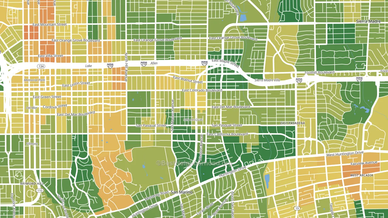 South East, Pasadena, CA block-group voter-turnout map