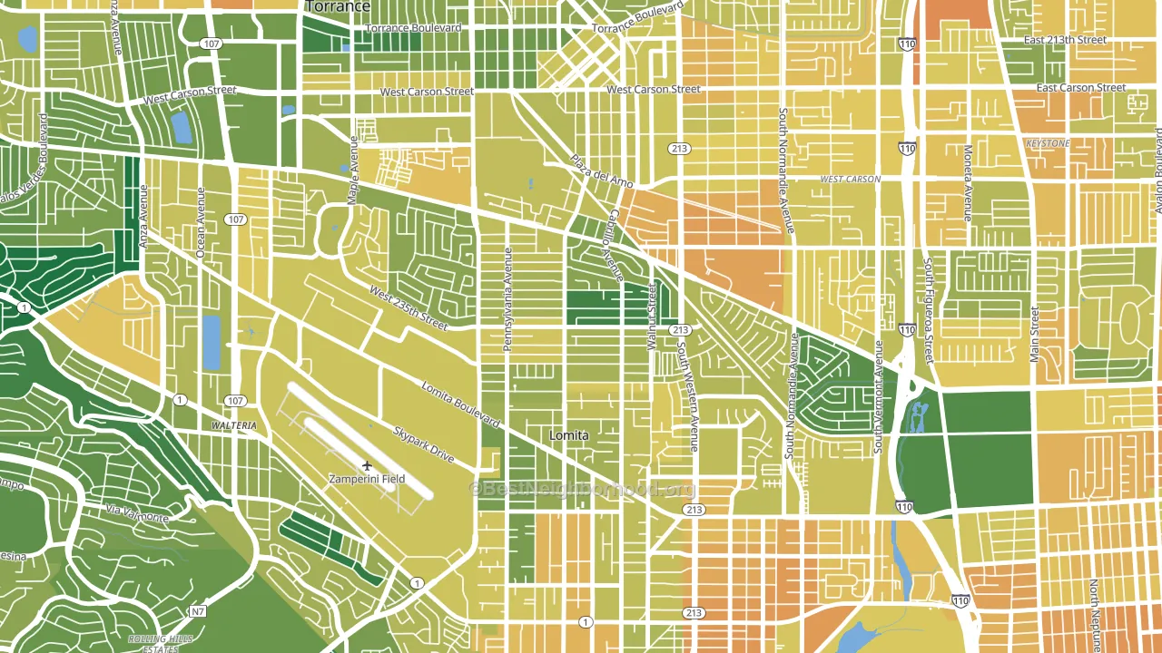 South East Torrance, Torrance, CA block-group voter-turnout map
