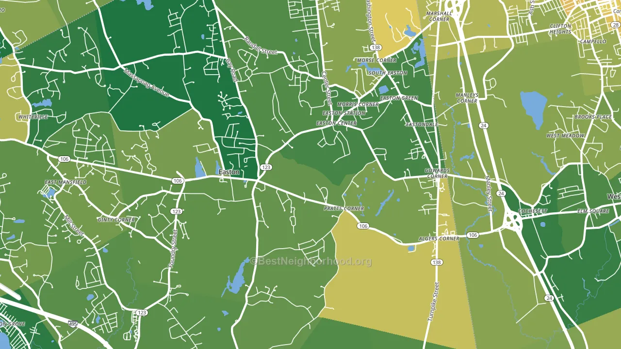 South Easton, MA block-group voter-turnout map