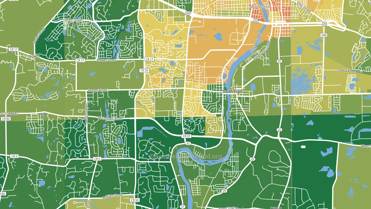South Elgin, IL block-group voter-turnout map