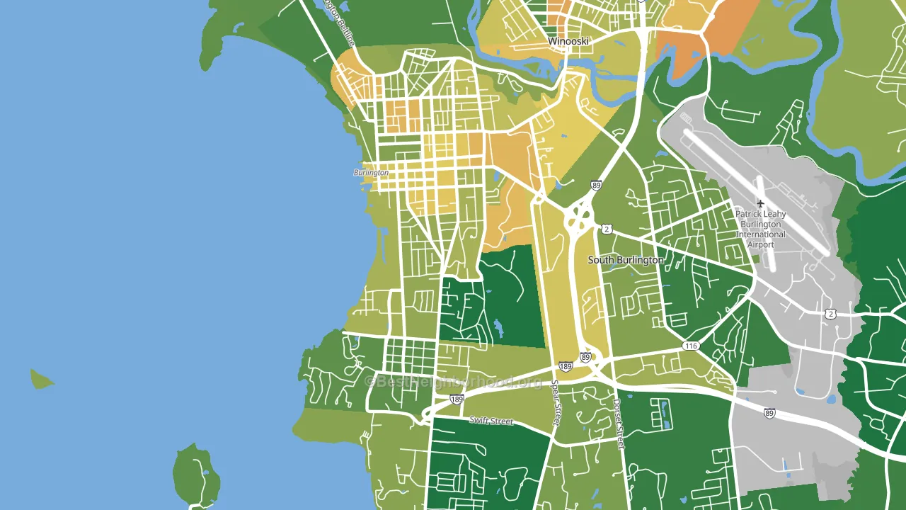 South End, Burlington, VT block-group voter-turnout map