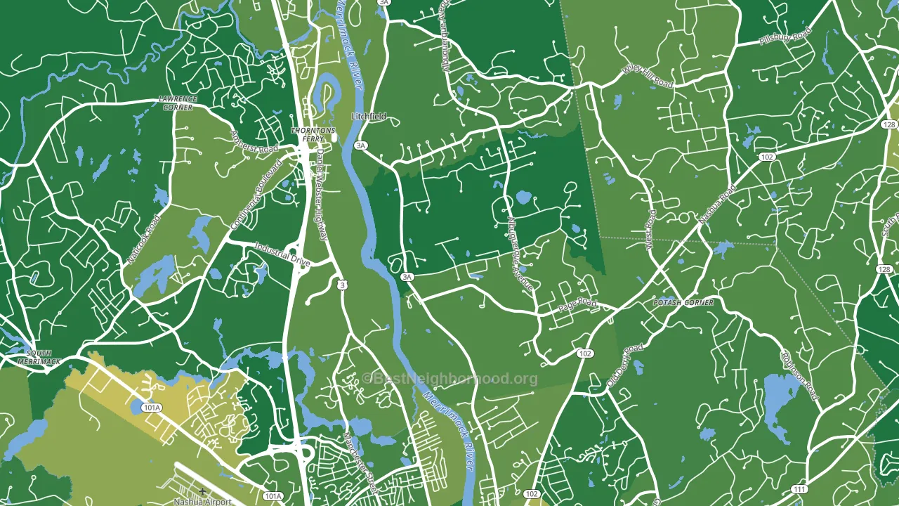 South End, Nashua, NH block-group voter-turnout map
