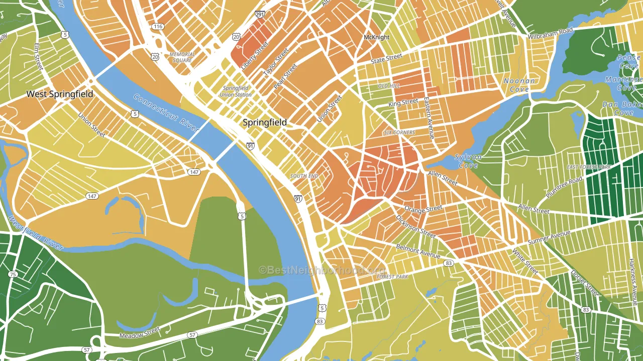 South End Springfield, Springfield, MA block-group voter-turnout map