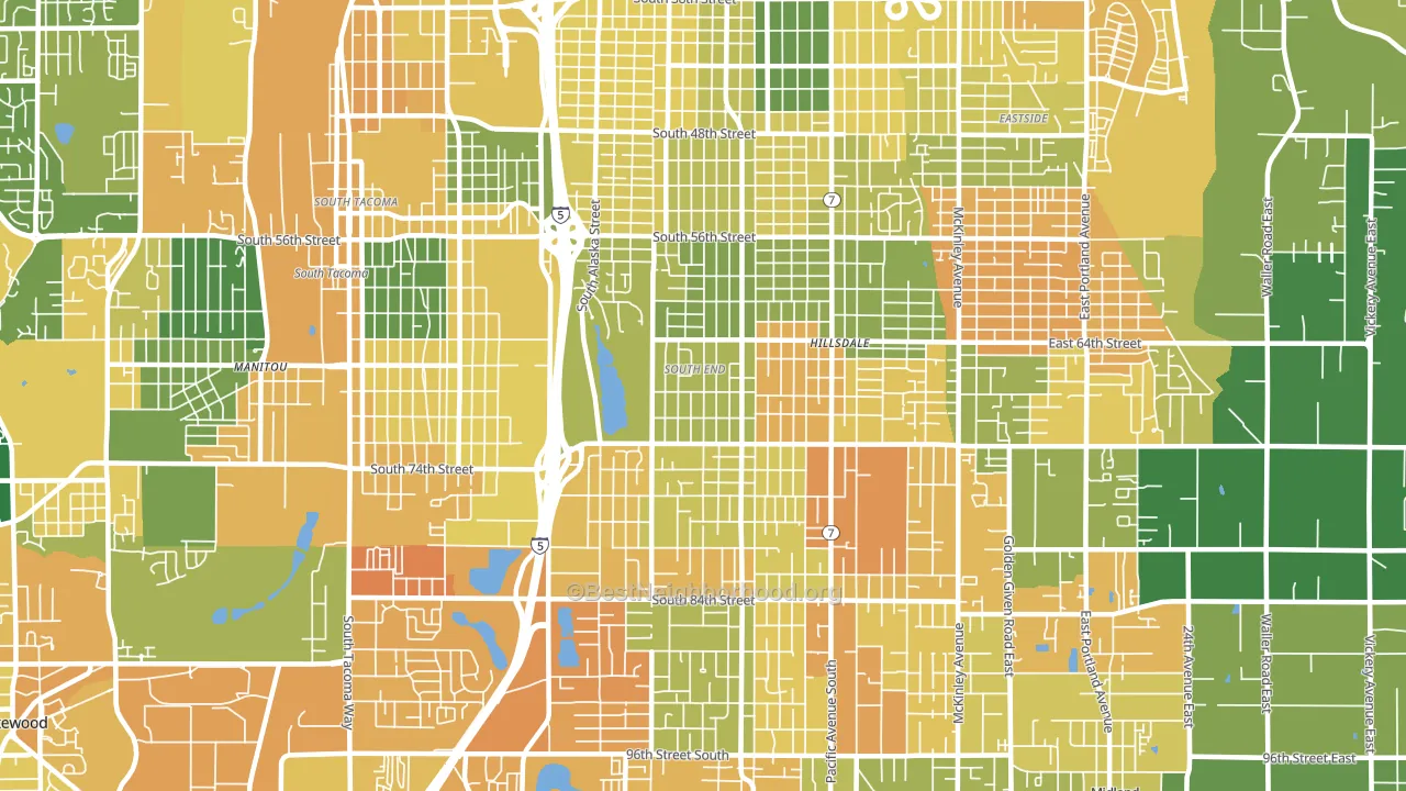 South End, Tacoma, WA block-group voter-turnout map
