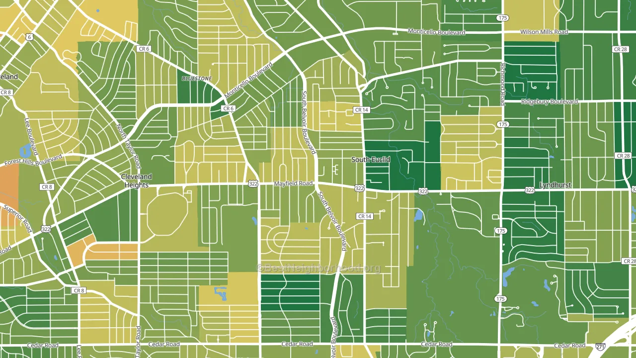 South Euclid, OH block-group voter-turnout map