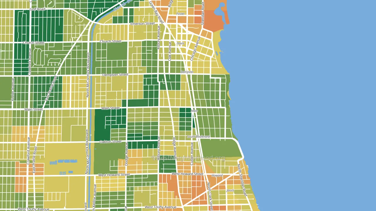 South Evanston, Evanston, IL block-group voter-turnout map