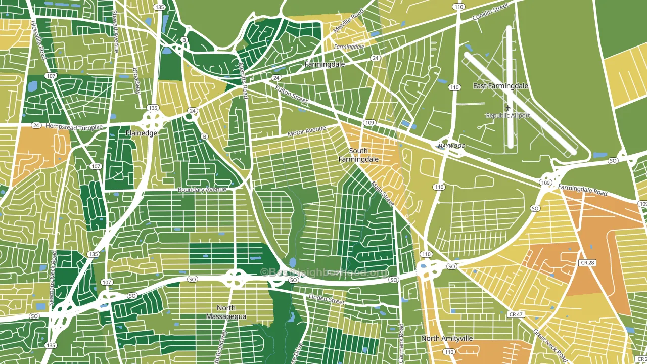 South Farmingdale, NY block-group voter-turnout map