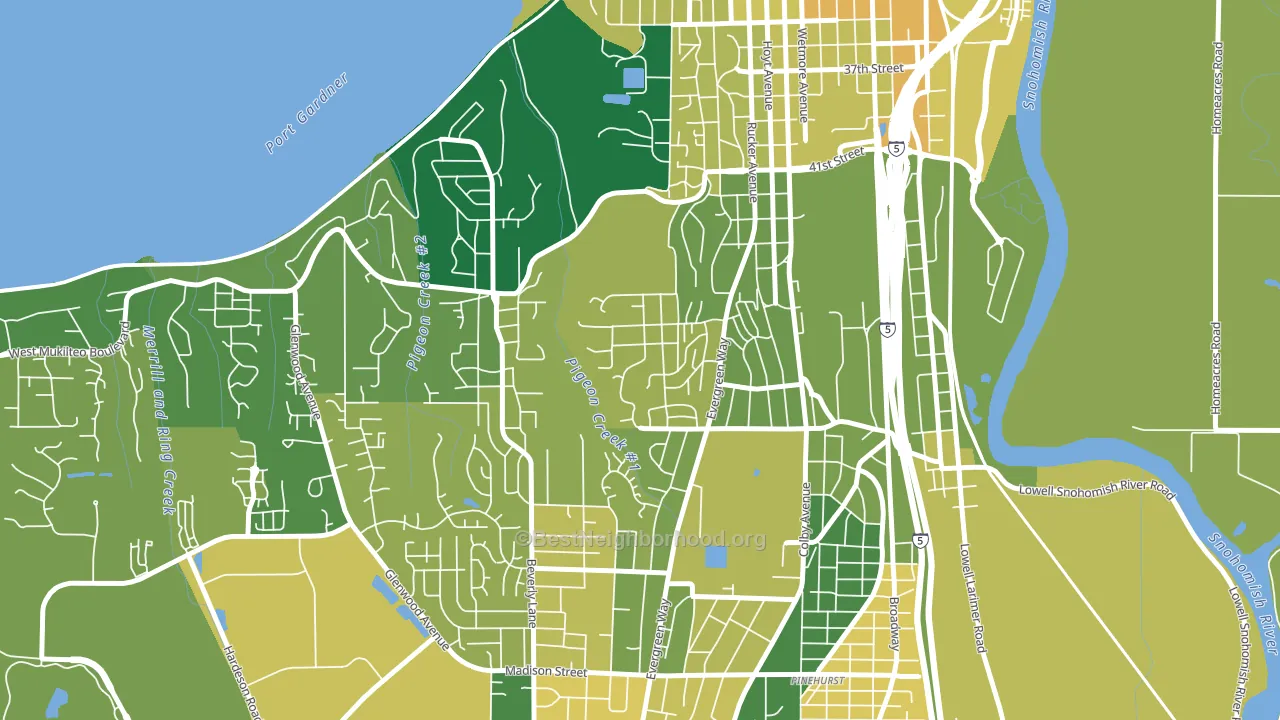 South Forest Park, Everett, WA block-group voter-turnout map