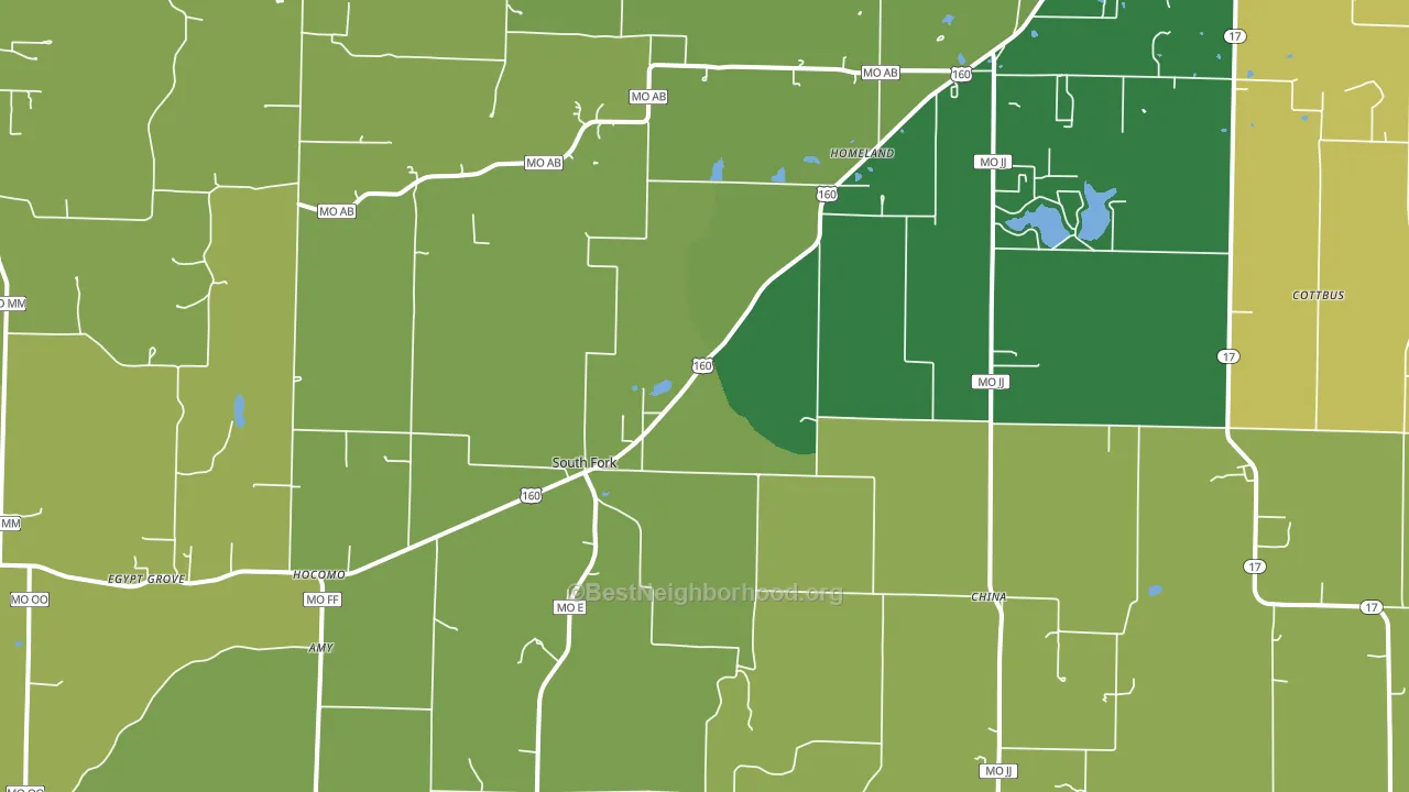 South Fork, MO block-group voter-turnout map