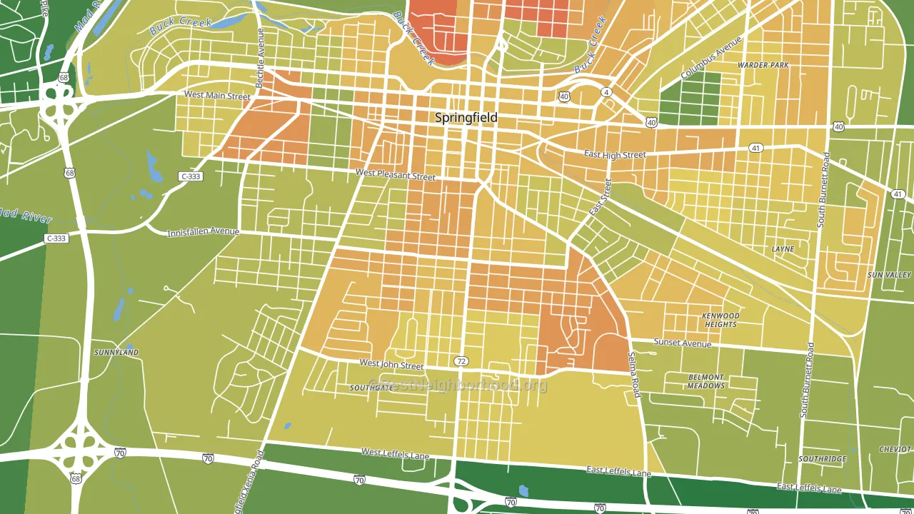 South Fountain Avenue Historic District, Springfield, OH block-group voter-turnout map