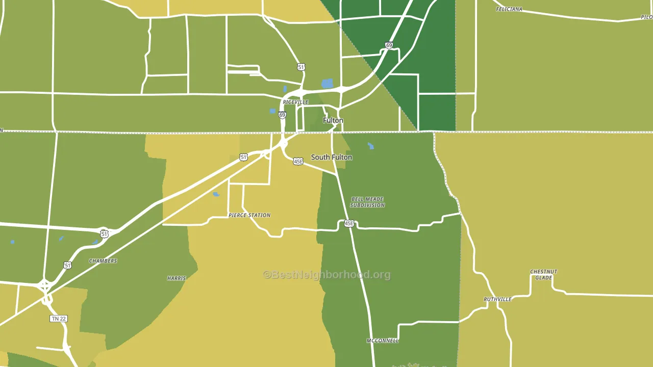 South Fulton, TN block-group voter-turnout map