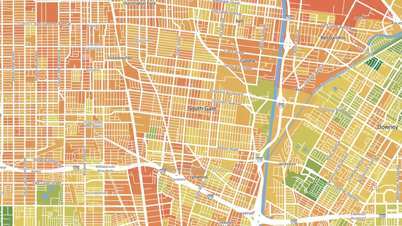 South Gate, CA block-group voter-turnout map